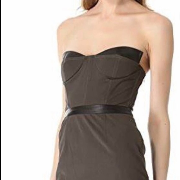 Blanquette Label grey mesh strapless dress with lamb leather detail - Picture 4 of 16